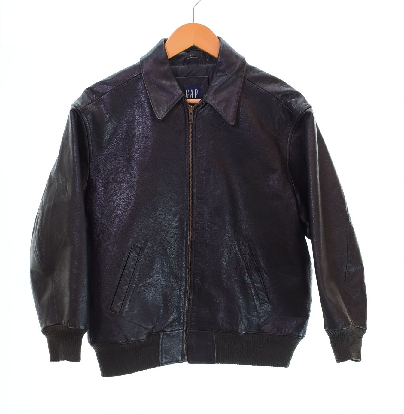 ギャップ GAP 00's OLD GAP オールド Swing Top Leather Jacket スウィングトップ レザー ジャケット トラッカー ジャケット ブラック 103MT-4897