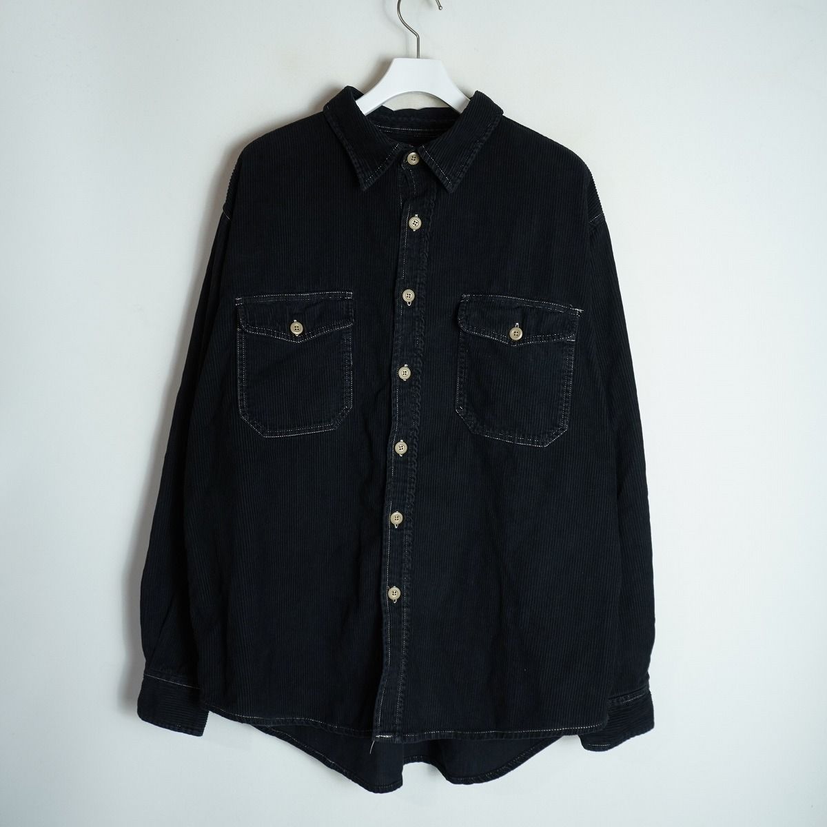 90S OLD GAP オールド ギャップ オーバーサイズ コーデュロイ 長袖 シャツ ジャケット 紺タグ ビンテージ 黒紺 サイズL/G 4147Q★4