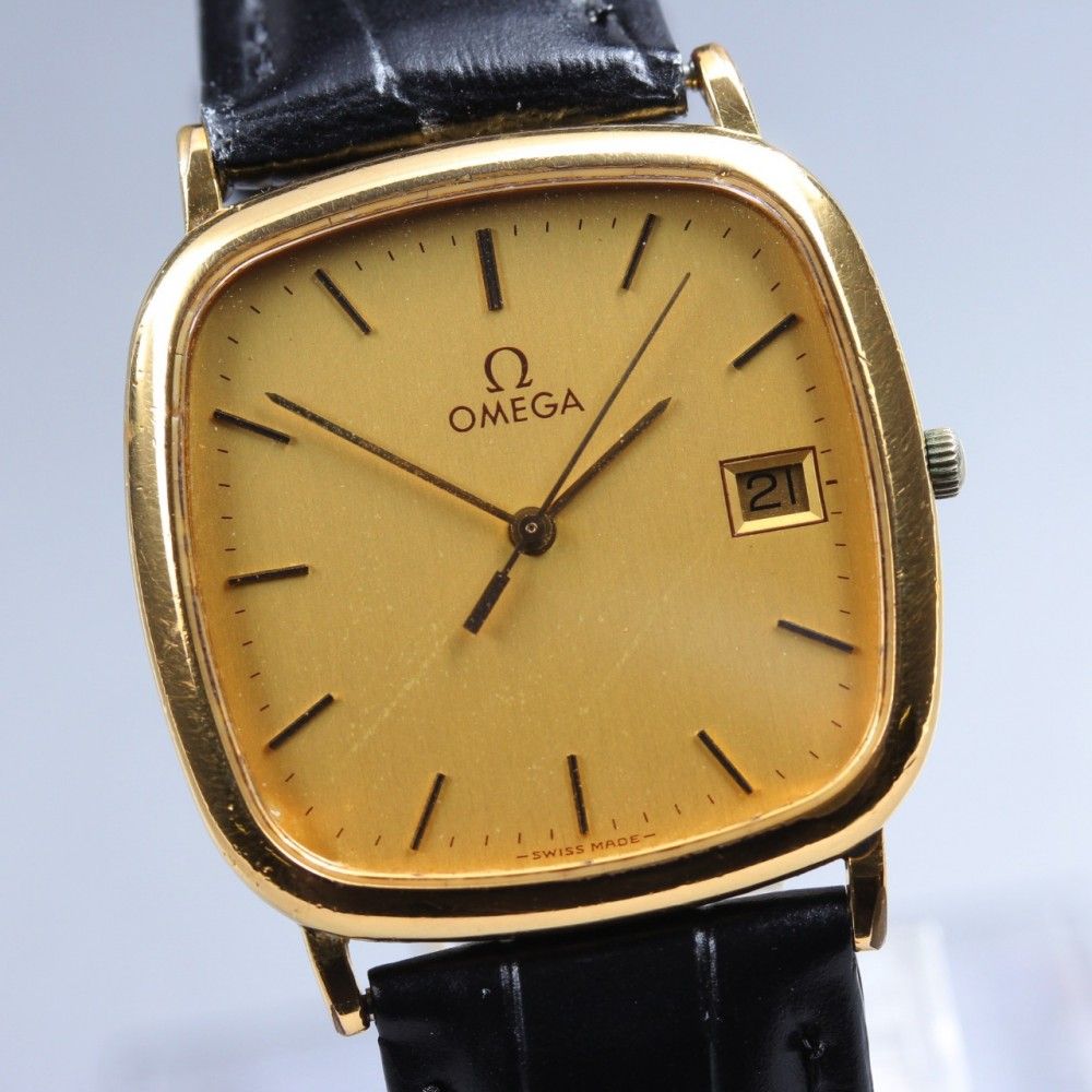 【稼働品】OMEGA デ・ヴィル 196.0317.1 ゴールド スクエアクオーツ メンズ #16824