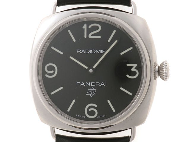 PANERAI パネライ ウォッチ ラジオミール ベース・ロゴ・3デイズ 時計 PAM00753 OP7160 腕時計 ステンレス/レザー ブラック 手巻き ボーイズ【中古】432