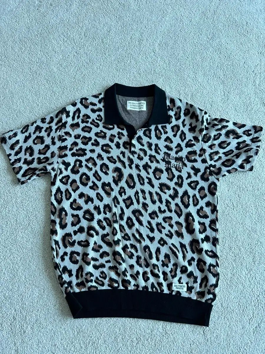 Wacko maria leopard knit polo