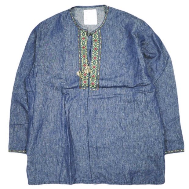 BLACKBIRD ブラックバード 23SS 日本製 fake pullover shirt デニム フェイクプルオーバーシャツ B-001-S02 1 Indigo 長袖 WHITE ALBUM. トップス g25736