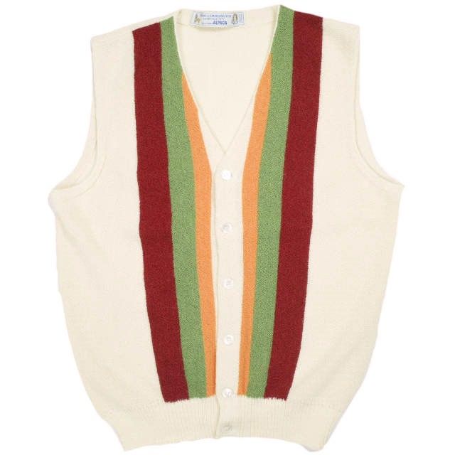 FANNI LEMMERMAYER ファンニレマメイヤー オーストリア製 BEAMS CUSTOM ORDER ALPACA STRIPE KNIT VEST パール編み 4色ストライプ アルパカニットベスト オーダーサイズ MULTI セーター トップス
