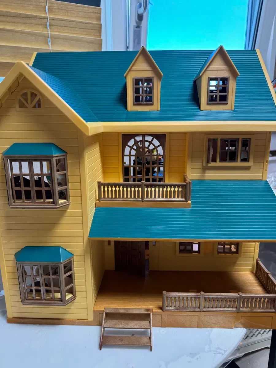 シルバニアファミリー オールド 緑色 屋根 3階建て (完品) オリジナル バージョン