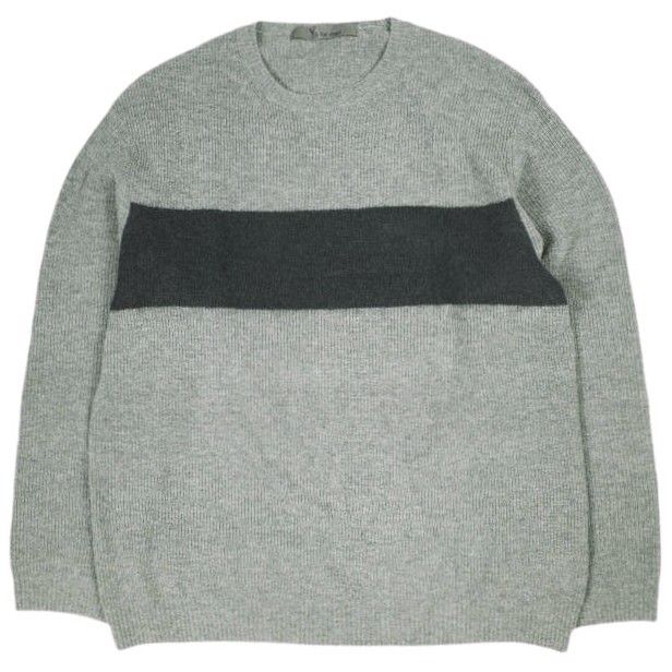 Y's for men ワイズ フォーメン 24AW 日本製 BLOCKING KNIT WITH ROUND NECK ブロッキングニット MO-K43-184 3 グレー セーター yohji yamamoto ヨウジヤマモト トップス g25864