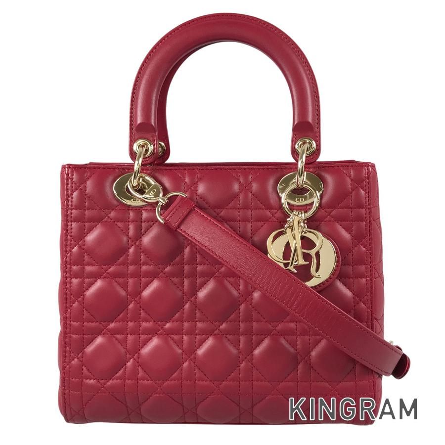 ディオール Dior レディディオール ミディアムミ カナージュ ラムスキン ハンドバッグ sst【中古】