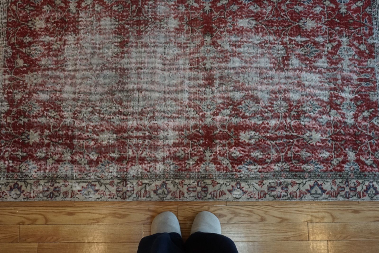ヴィンテージラグ トルコ イスパルタ レッド 1970年代 195 × 107.5 cm