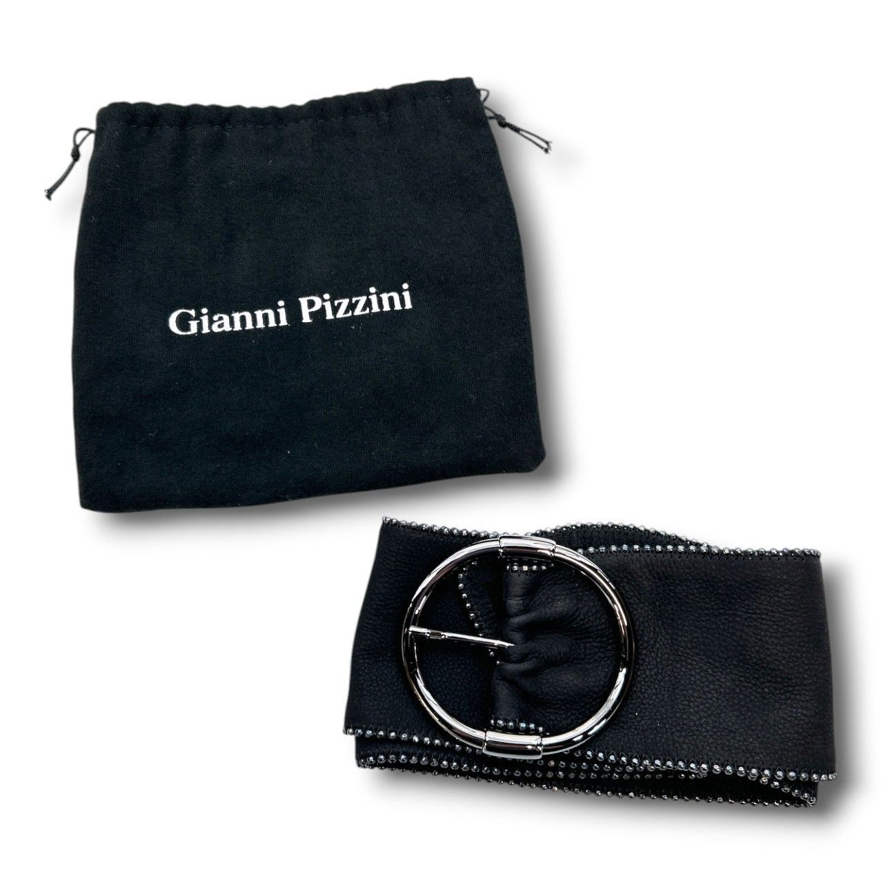 Gianni Pizzini ジャンニピジーニ レザーベルト イタリア製 ブラック