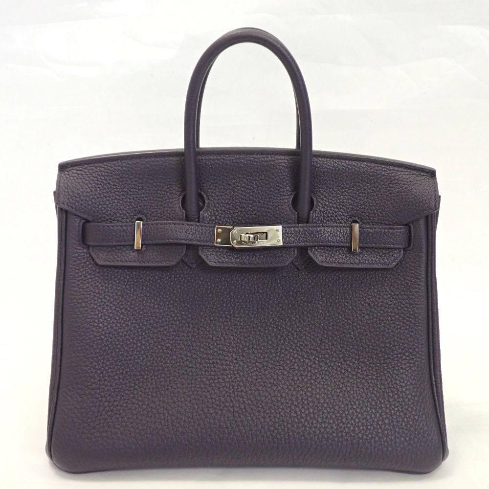 Th1015862 エルメス バーキン25 トゴ ブルーニュイ/シルバー ハンドバッグ Y刻印 レディース HERMES 中古