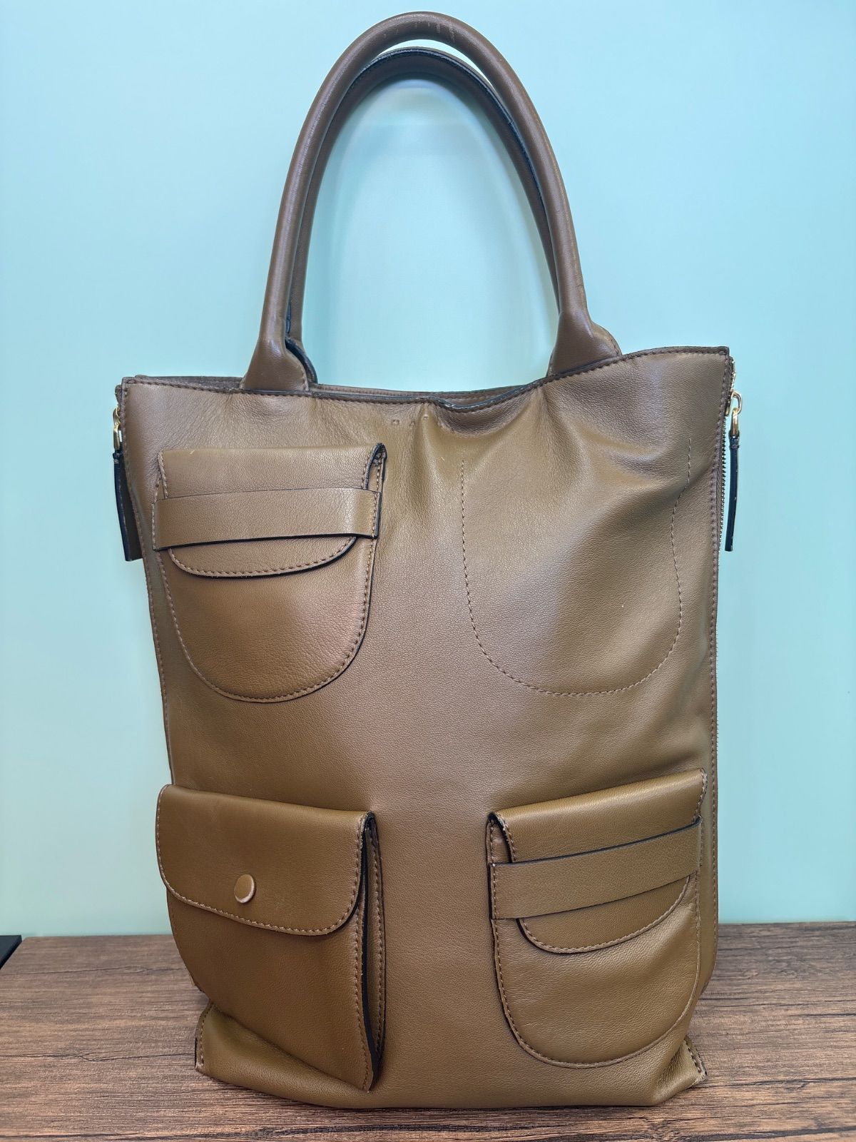MARNI マルニ マルチポケット レザートートバッグ ブラウン 送料無料♪