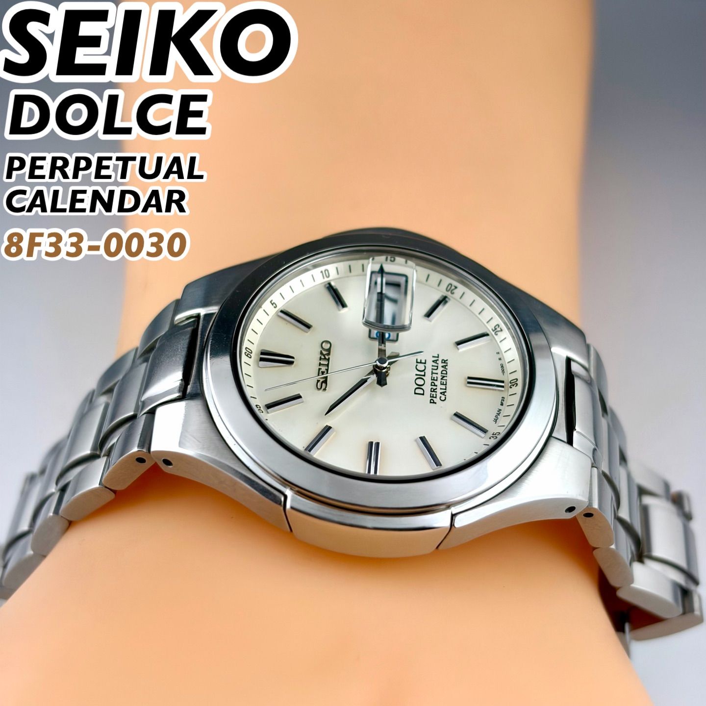 【美品/稼働】SEIKO ドルチェ 8F33-0030 腕時計 パーペチュアル 日本製] SEIKO DOLCE パーペチュアルカレンダー 8F33-0030 チタン素材