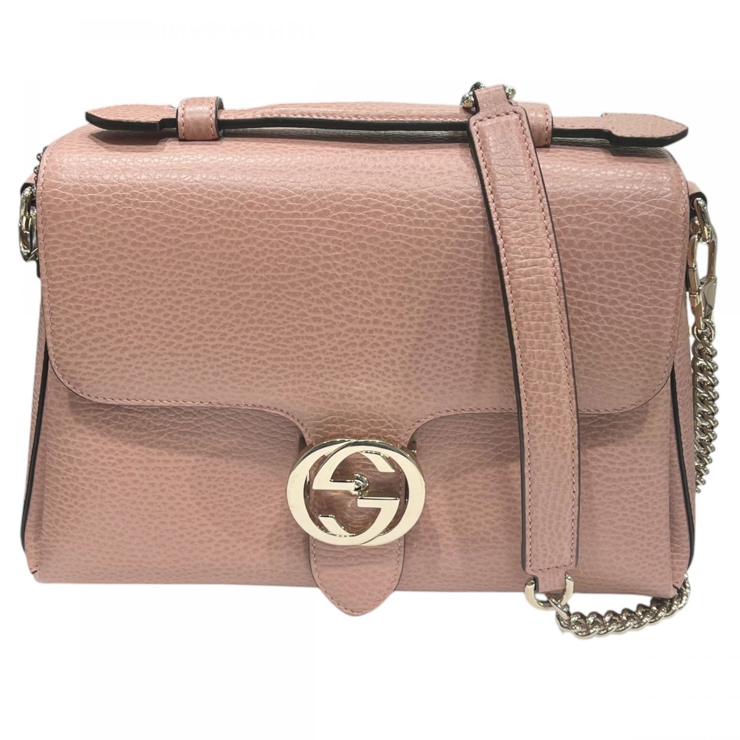 【中古】 GUCCI グッチ 510302 インターロッキングG 2wayチェーンショルダーバッグ レザー ピンク レディース 26018215 SA