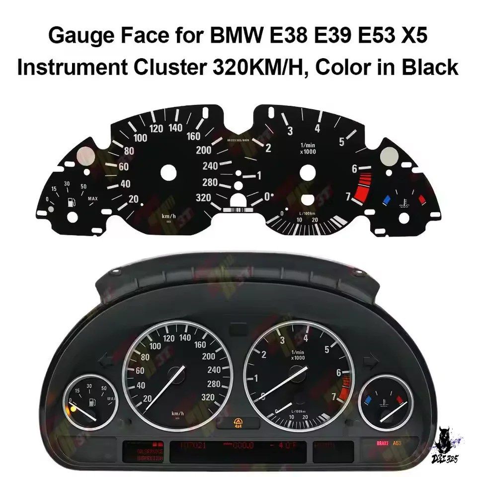 BMW e38/e39/e53/x5 用 インストルメントクラスター ゲージフェイスオーバーレイ 240km/h