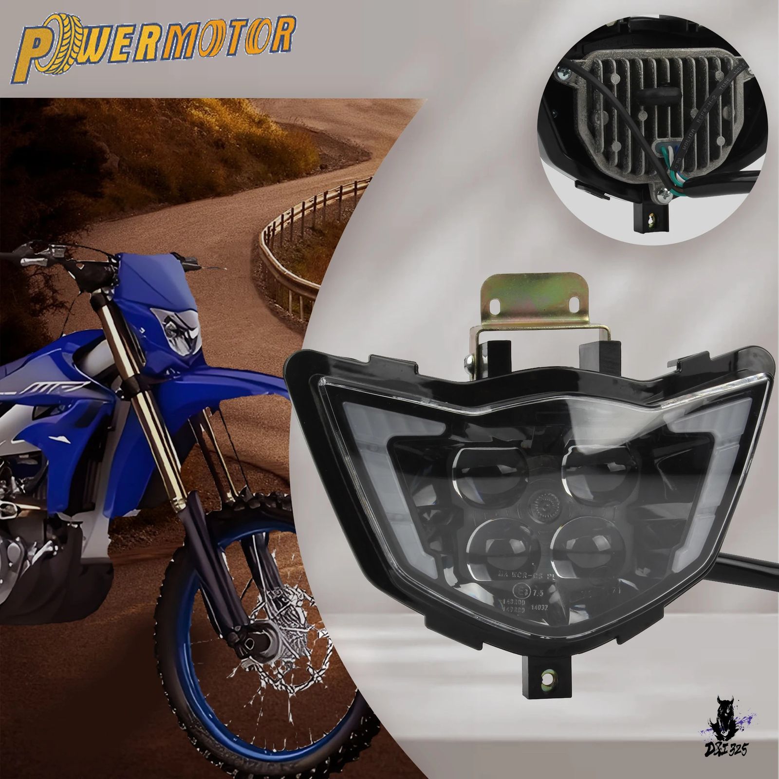 ヤマハ WR250F/WR450F/YZ250F/YZ450F 用 LED ヘッドライト調整可能