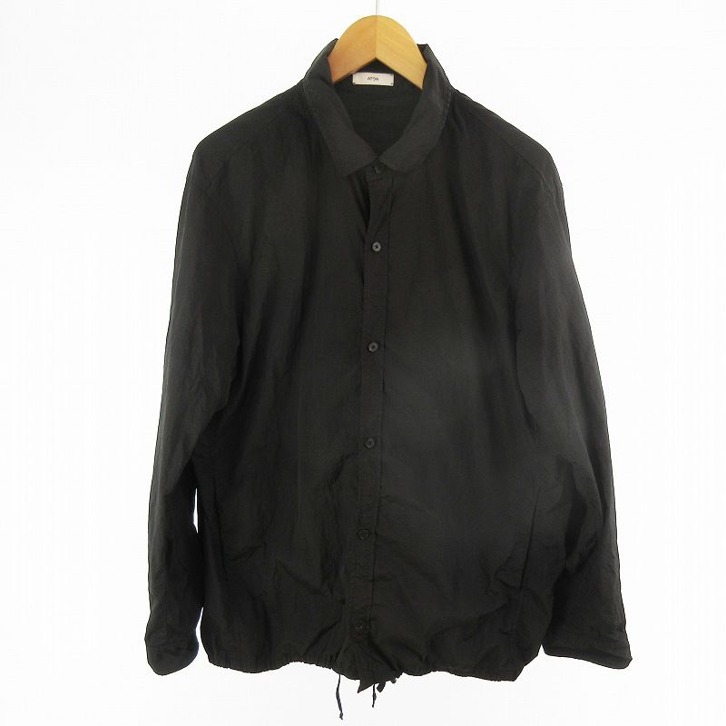 エイトン ATON 02 HAND DYED NYLON SHIRTS JACKET ナイロン シャツ ジャケット ブラック 黒