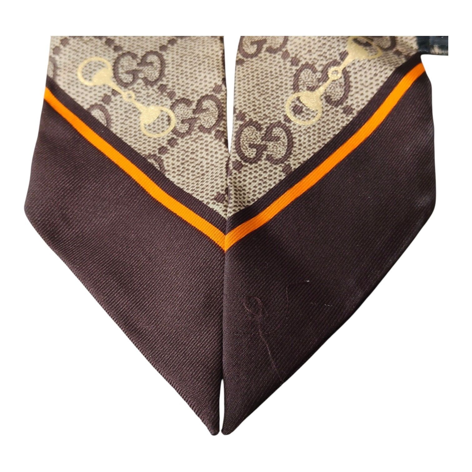 グッチ GUCCI シルク シュシュ 770292 リボン ベージュ ダークブラウン