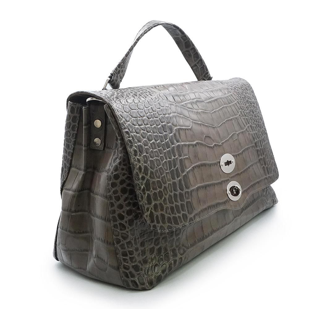 極美品☆ZANELLATO ザネラート ポスティーナ 2WAY ショルダーバッグ ザネラート ZA28 ポスティーナ L クロコ型押しレザー グレージュ 2WAY