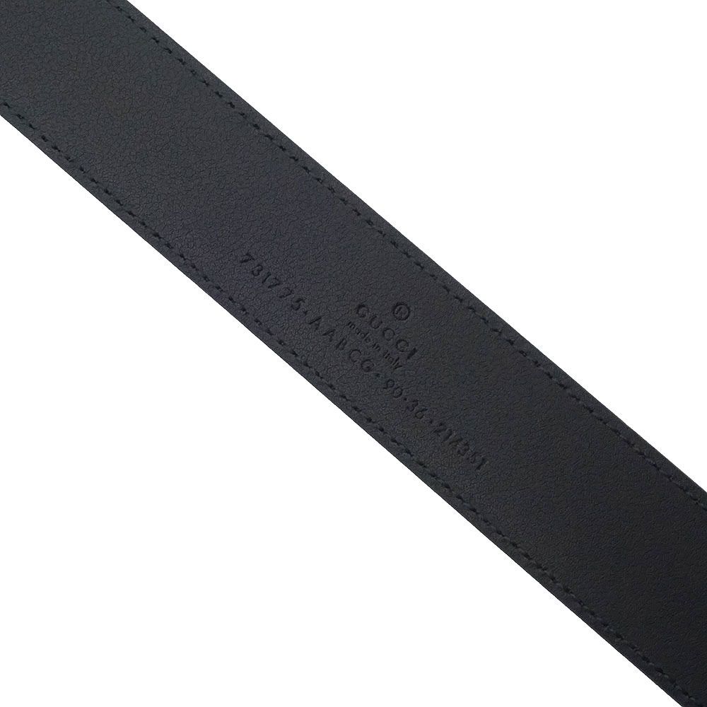 グッチ 731775 スクエア GGバックル レザー ブラック ベルト 90CM