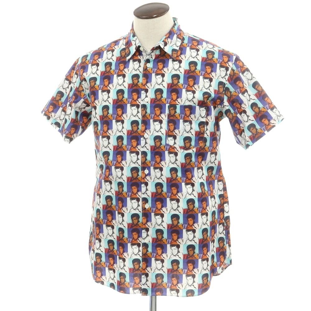 【中古】コムデギャルソンシャツ COMME des GARCONS SHIRT × Andy Warhol 2024年春夏 コットン 半袖シャツ ホワイト系【サイズL】【メンズ】