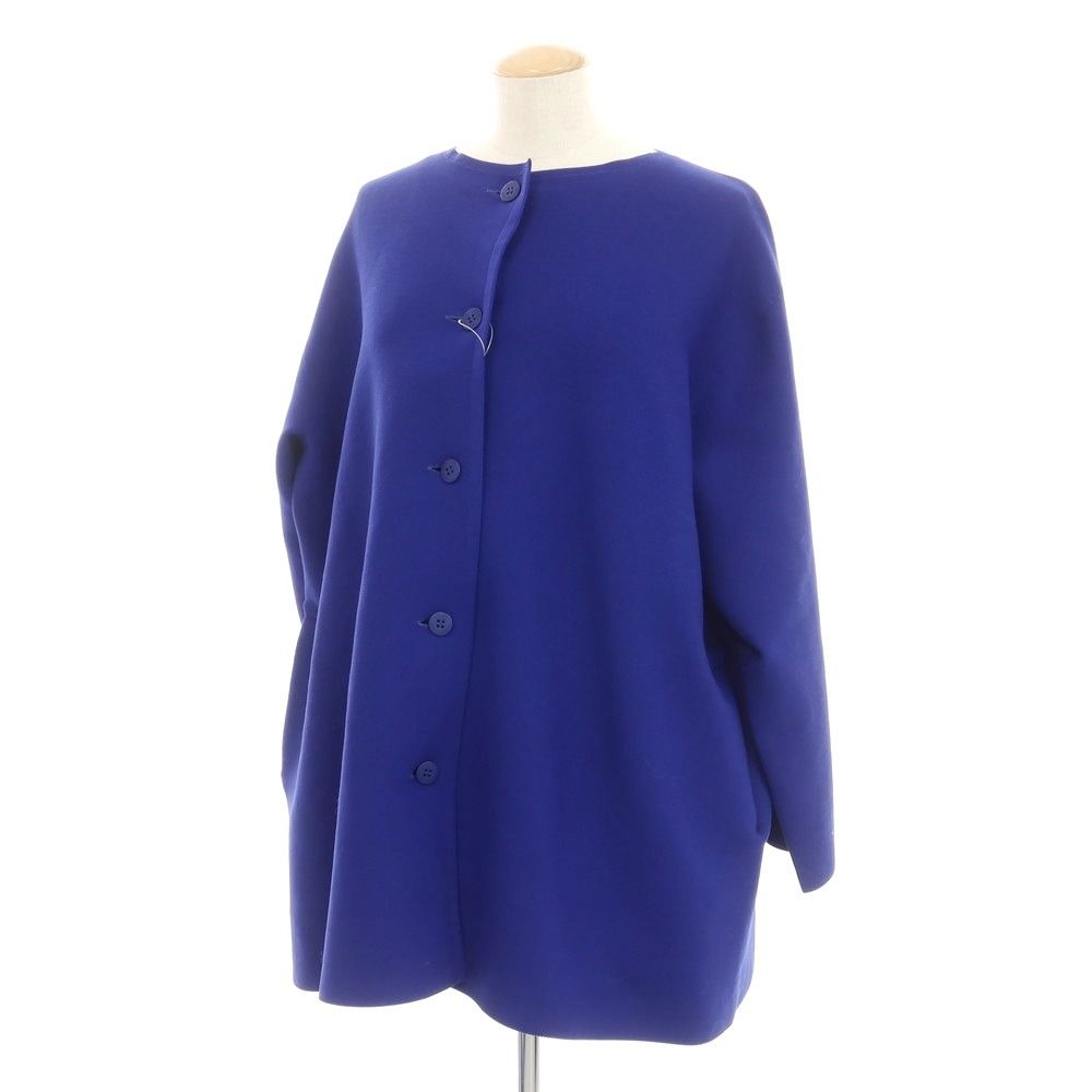 【中古】ミー イッセイミヤケ me ISSEY MIYAKE 2024年秋冬 ノーカラー ニット ニットコート ロイヤルブルー【サイズ表記なし】【レディース】