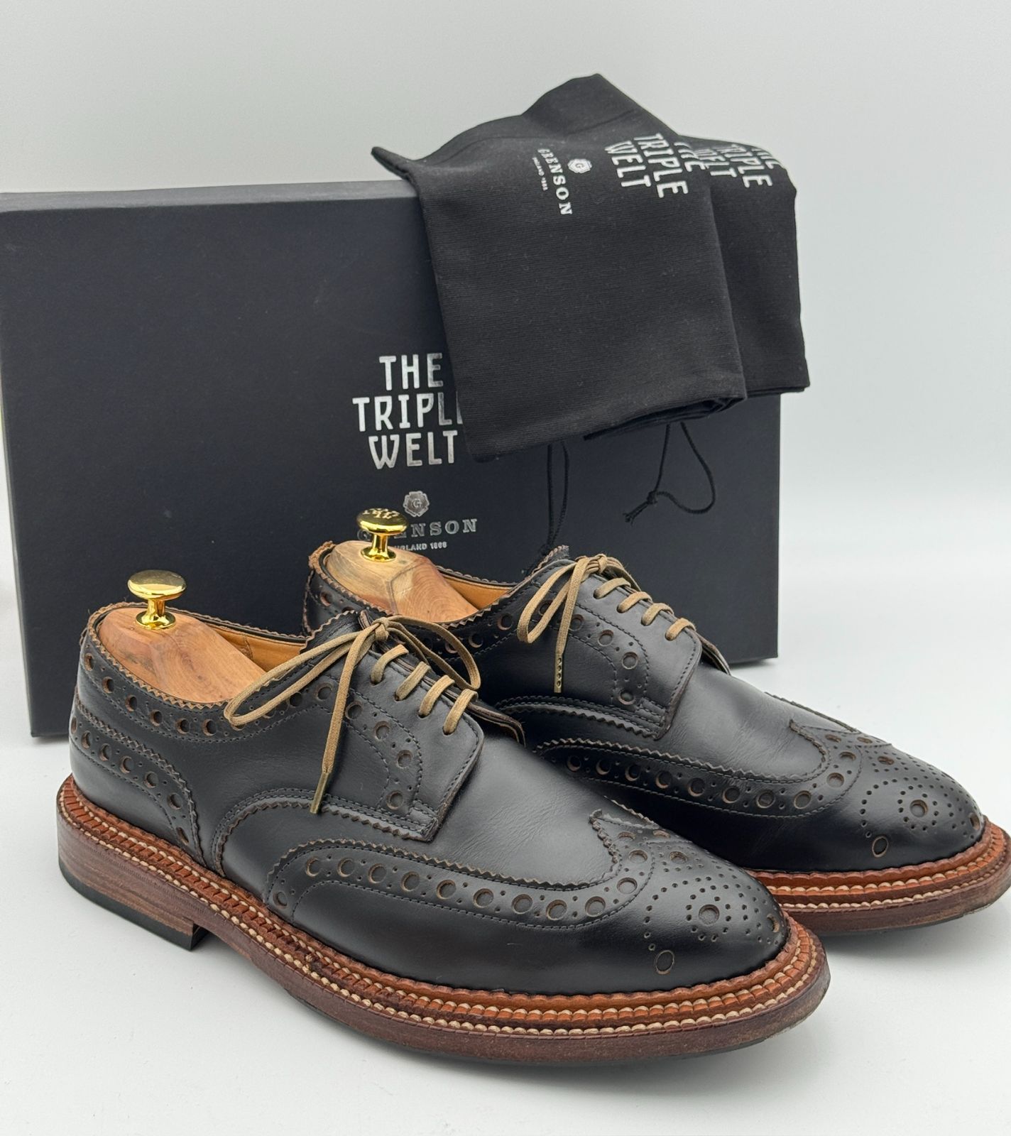 レディースゴフルシューズ グレンソン 未使用品 人気 Grenson グレンソン フルブローグ トリプルウェルト UK9G 27.5cm