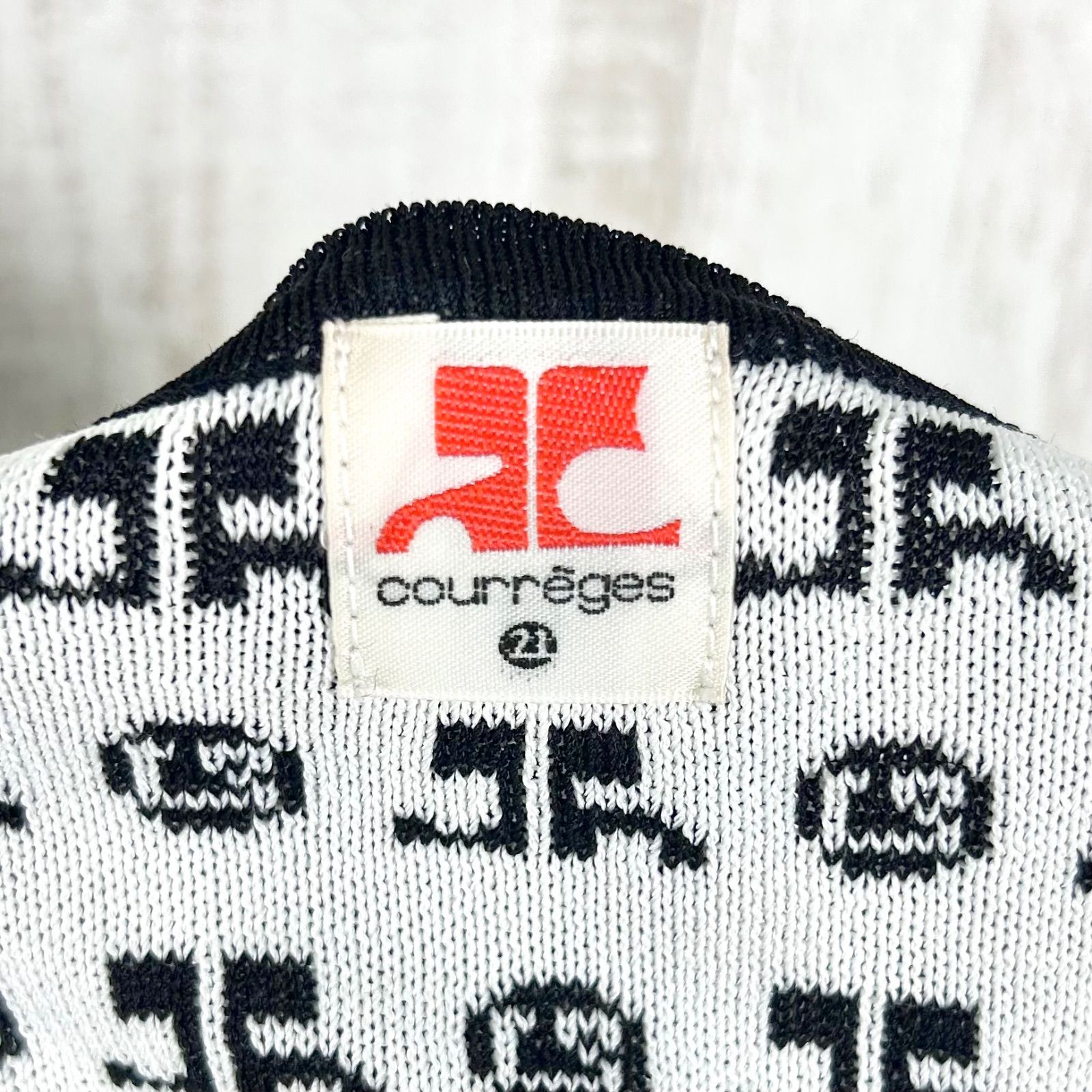 00s Courreges クレージュ モノグラム ACロゴ総柄 キャミソールニット 