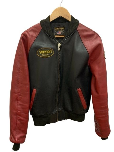 VANSON/バンソン/レザー/スタジャン/サイズ36/レッド＆ブラック/メンズ