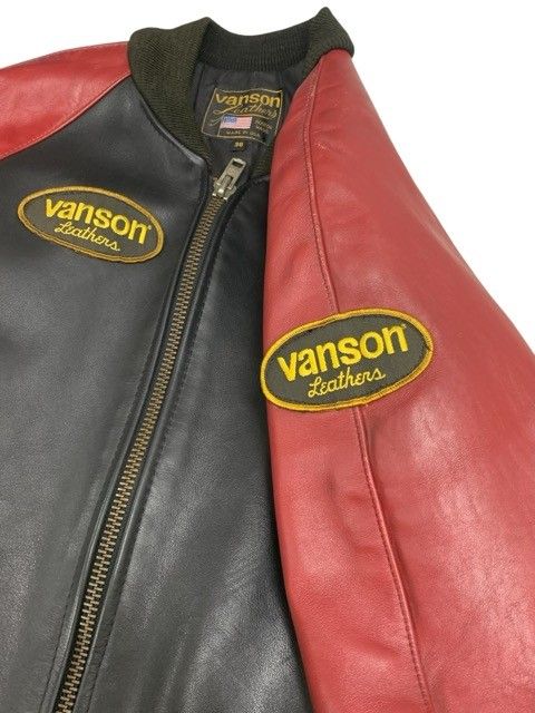 VANSON/バンソン/レザー/スタジャン/サイズ36/レッド＆ブラック/メンズ