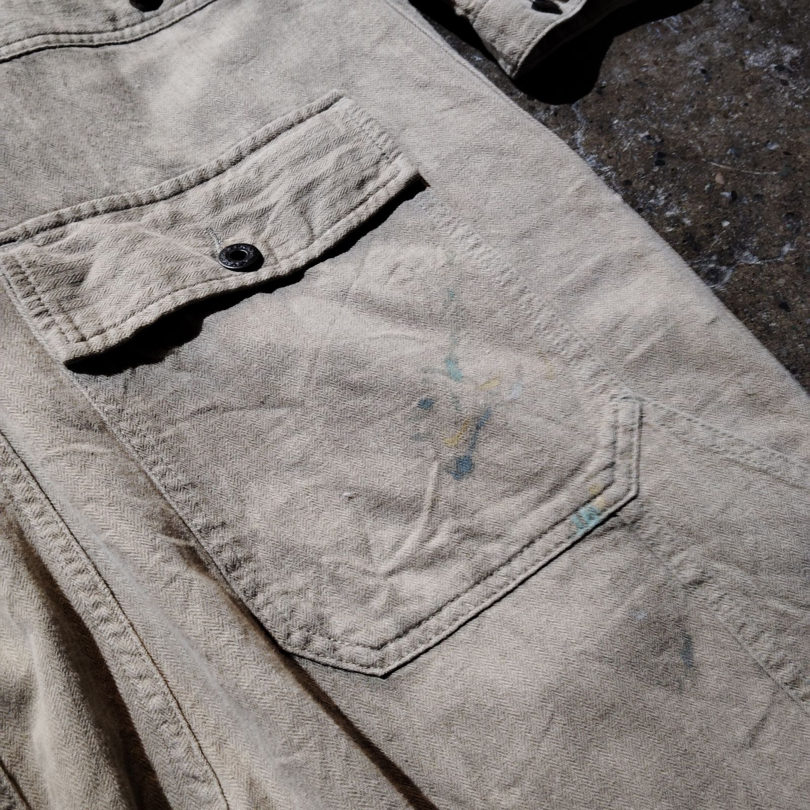 RRL Linen Cotton Herrinbone Coverall ペイント加工 リネンコットン