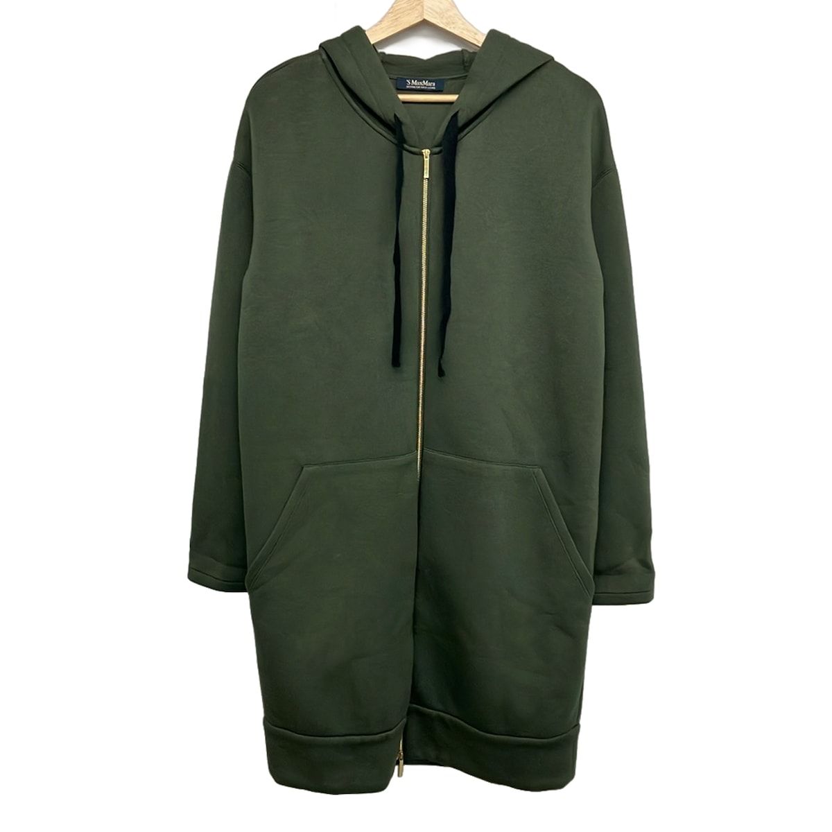 S Max Mara(マックスマーラ) パーカー サイズM レディース美品 - カーキ 長袖/ジップアップ/ロング丈