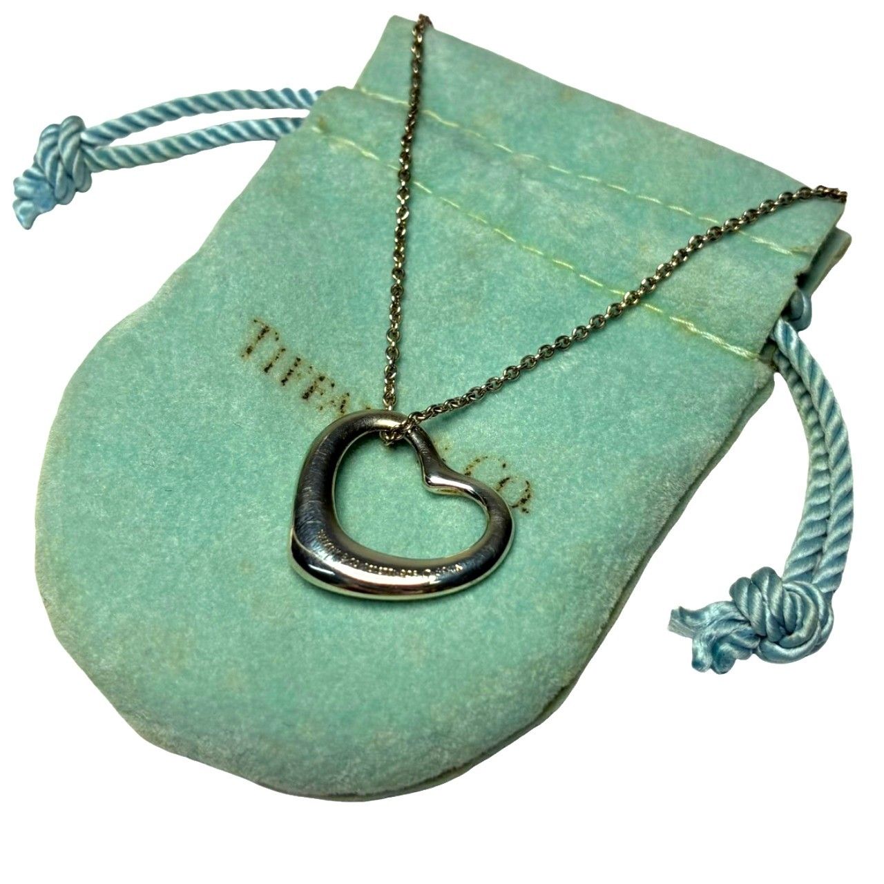 TIFFANY ティファニー ネックレス オープンハート SV925 全長41㎝ トップ：横2.2㎝ 縦1.9㎝ 5.6g アクセサリー ジュエリー 【中古】 42605K410