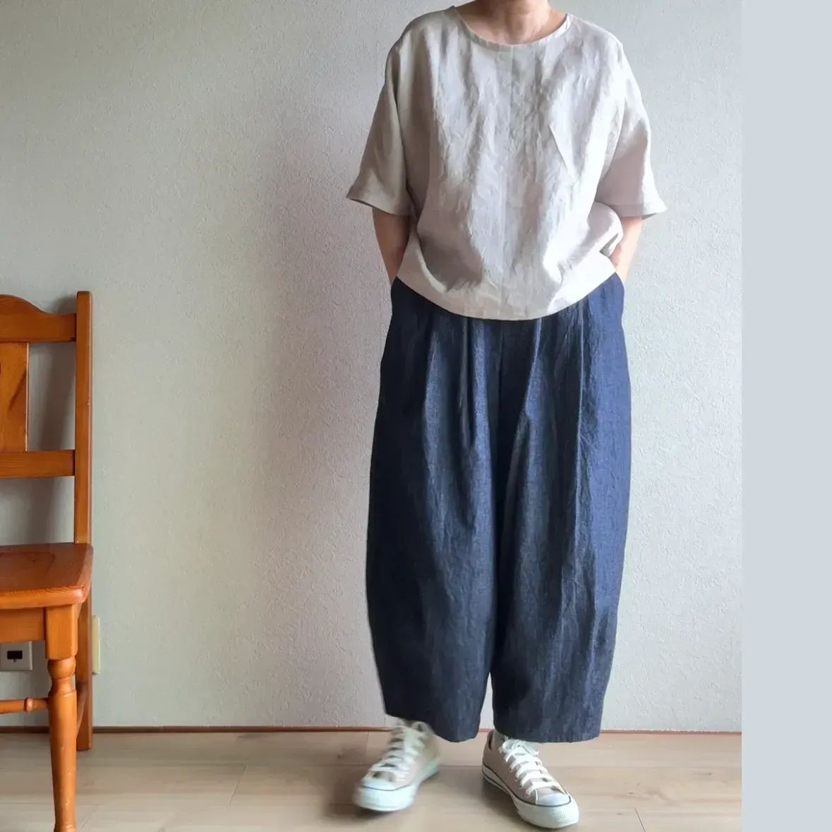 バルーンパンツ　お試し価格　リネンデニム