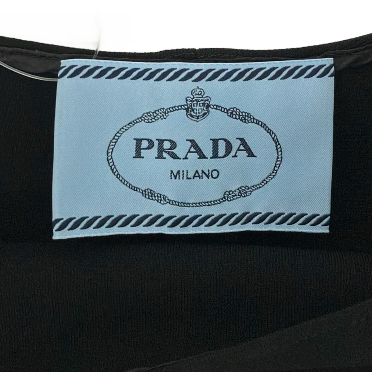 PRADA(プラダ) ワンピース サイズ38 S レディース美品 - 黒 クルーネック/半袖/ひざ丈 PRADA(プラダ) ワンピース サイズ38 S レディース美品 - 黒 クルーネック/半袖/ひざ丈