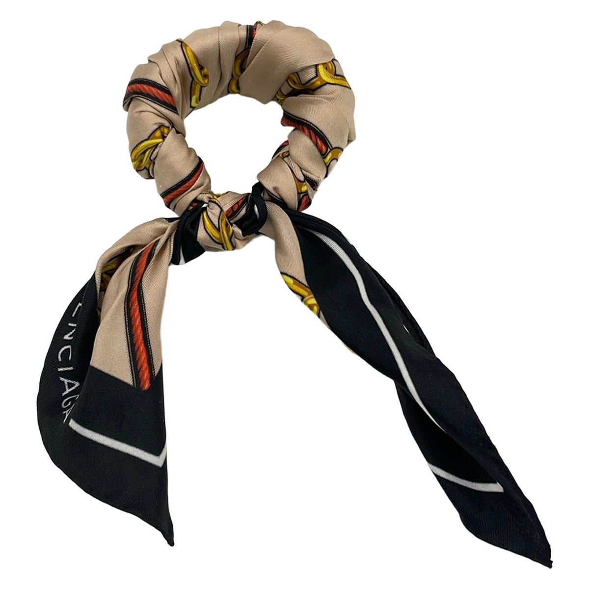 新品未使用品　BALENCIAGA　バレンシアガ　シルクスカーフ　バングル BALENCIAGA(バレンシアガ) バングル美品 - シルク ベージュ×黒×白