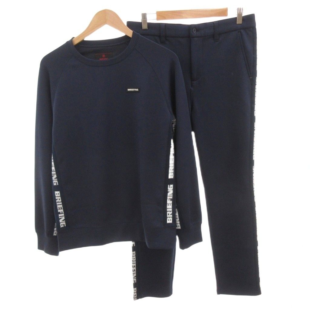 ブリーフィング BRIEFING MS SIDE LOGO LINE CREW NECK MS SIDE LINE SLIM PANTS スウェット トレーナー パンツ ロゴ M 紺 ネイビー /FF