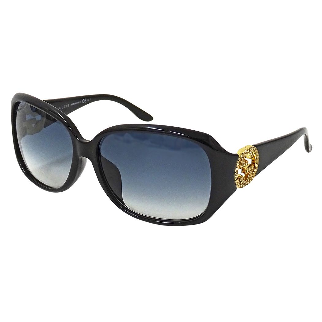 グッチ GUCCI サングラス レディース メンズ ブランド ブラック ブルー GG3592FS サイズ59□14 130 ラインストーン グラデーション おしゃれ 【中古】