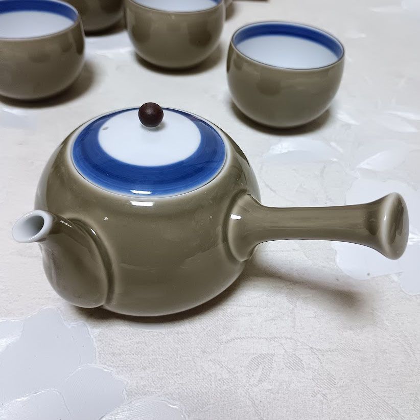 深川製磁 百年庵 急須茶器揃 茶灰釉 宮内庁御用達 急須 湯呑 美品