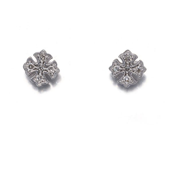 ダイヤ ダイヤモンド クロス ピアス K18WG #195157