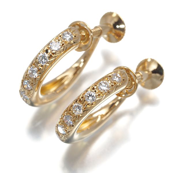 TASAKI タサキ イヤリング ダイヤ ダイヤモンド 0.14ct/0.14ct フープ K18YG #195460