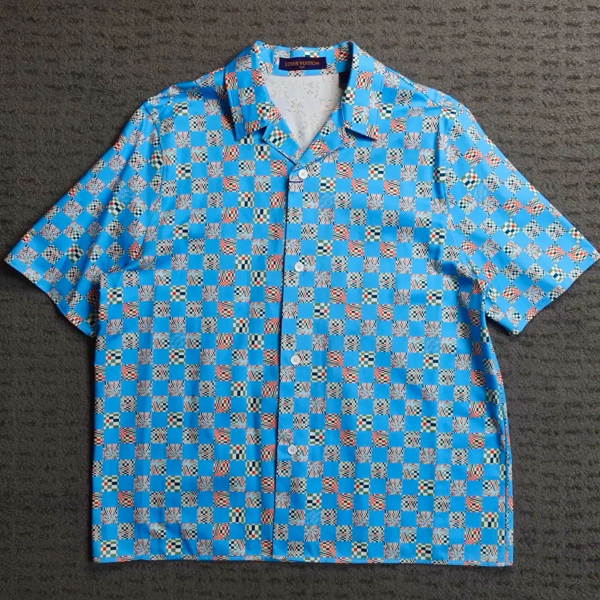 21ss ルイヴィトン Louis Vuitton ディストーティッド ダミエ ハワイアン シャツ XXL