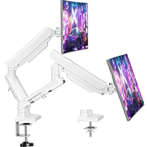 MOUNTUP モニターアーム 白 デュアル 耐荷重2?10kg 液晶ディスプレイアーム 2画面 32インチ対応 ガス圧式 クランプ グロメット式 VESA対応 75x75mm 100×100mm フリーリフト ホワイト MU8012-W-0 3bc06c50