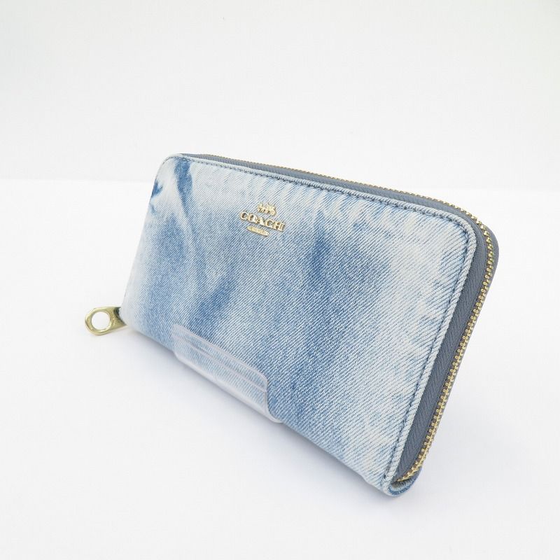 【瀬戸大橋店】 中古 COACH | コーチ 長財布 ロング ジップ アラウンド ウォレット・ラブド デニム - ブルー 【125】