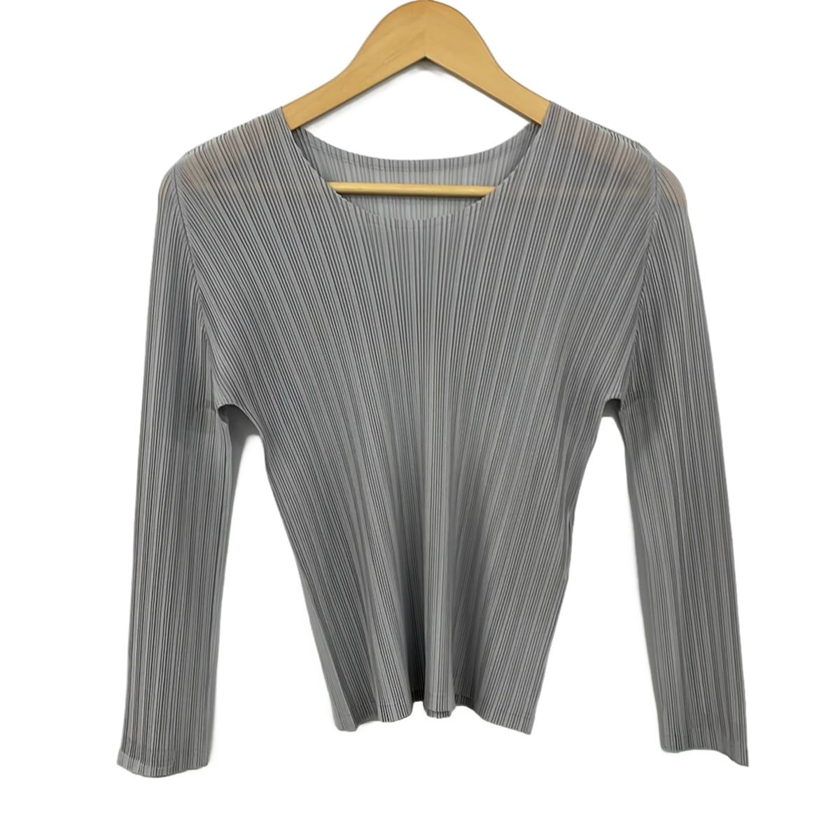 PLEATS PLEASE(プリーツプリーズ) 長袖カットソー サイズ3 L レディース美品 - ライトグレー