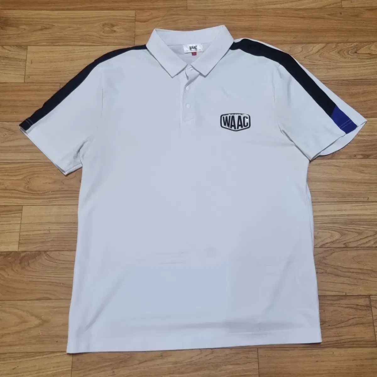 WAAC 왁(WACC ) ゴルフ 正規品 メンズゴルフウェア 機能性ストレッチ 白 ゴルフ 半袖 カラーTシャツ