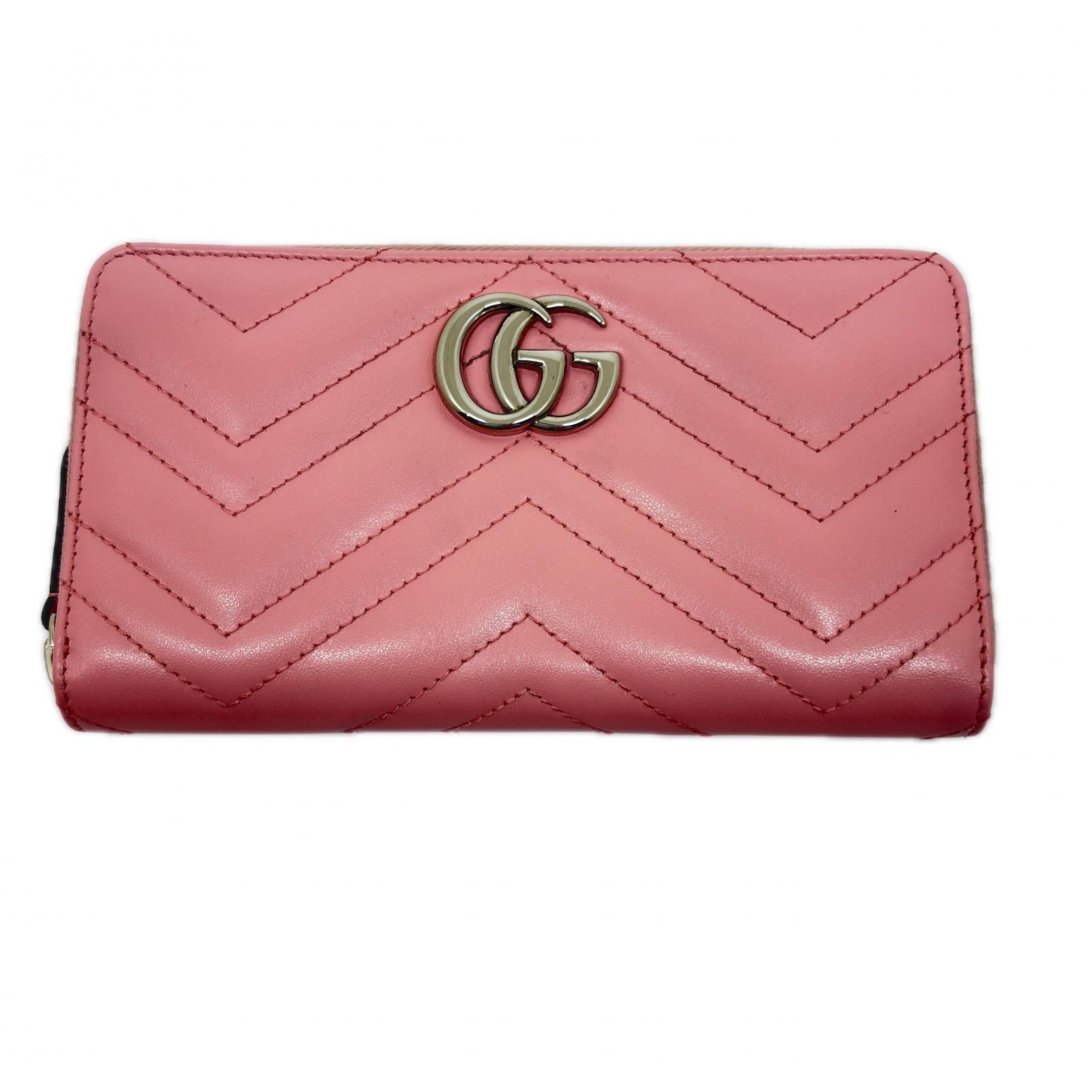 GUCCI グッチ GGマーモント ジップアラウンドウォレット ピンク レザー 443123 長財布 カーフ レディース 2148104148377 【中古】 200