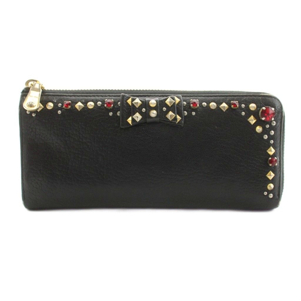 ミュウミュウ miumiu 長財布 ウォレット L地ファスナー レザー