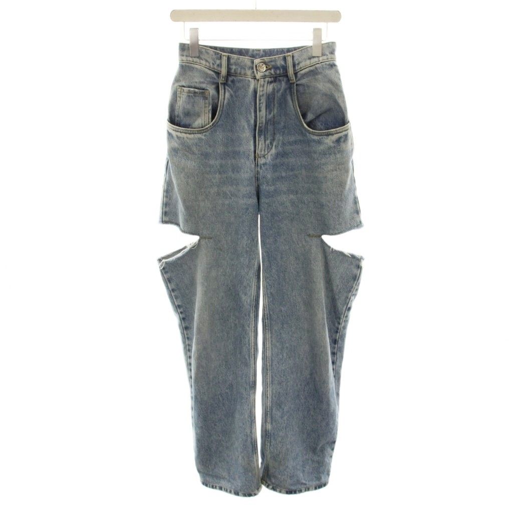 メゾンマルジェラ 1 Maison Margiela 1 マルジェラジャパン デニムジーンズ スラッシュディテール デニムパンツ ジップフライ カットオフ ダメージ加工 36 水色 ライトブルー S51LA0051 /YT31