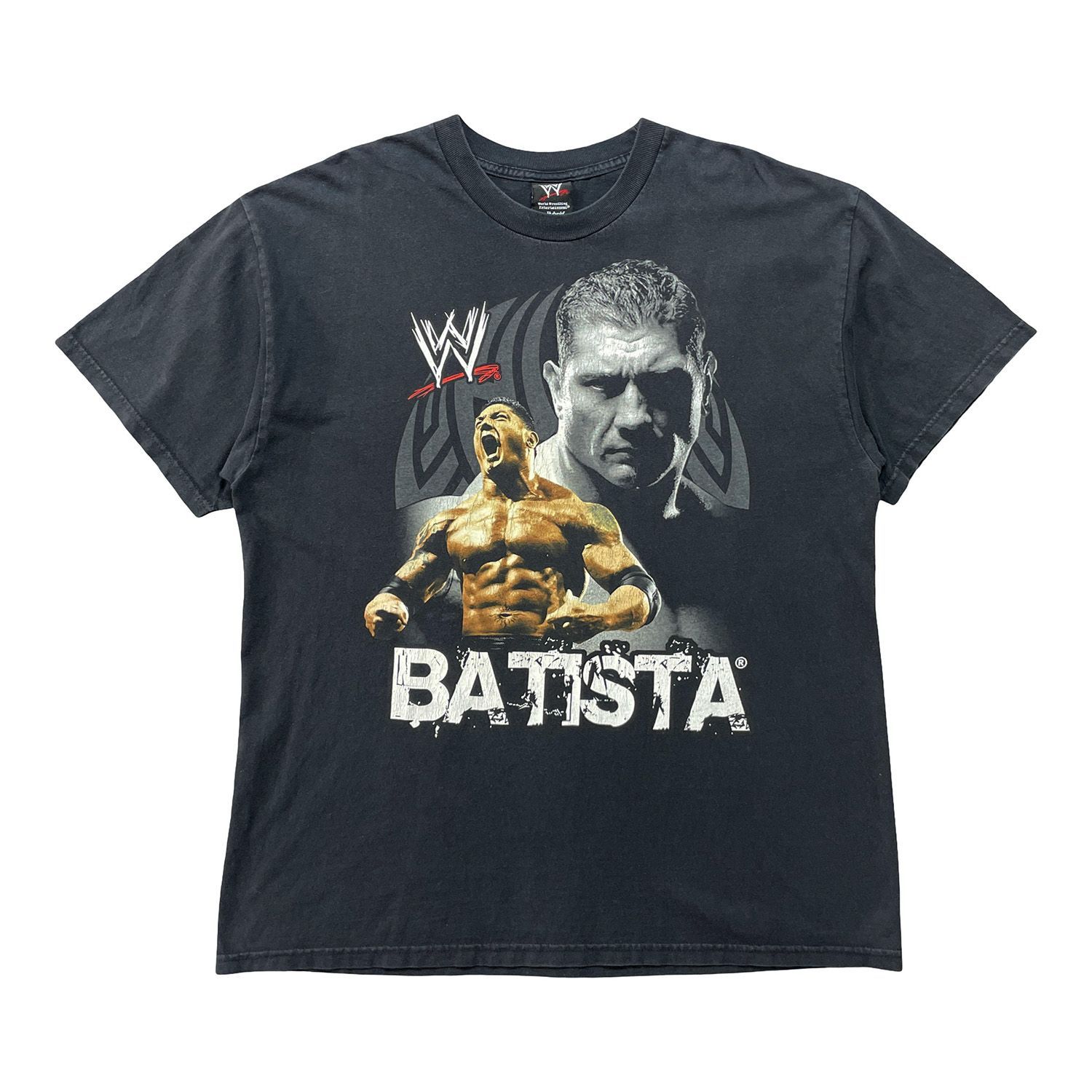 USA 古着 メキシコ製 00S WWE デイヴ・バティスタ 格闘技 Tシャツ プリント メンズXL ブラック プロレス BA6099