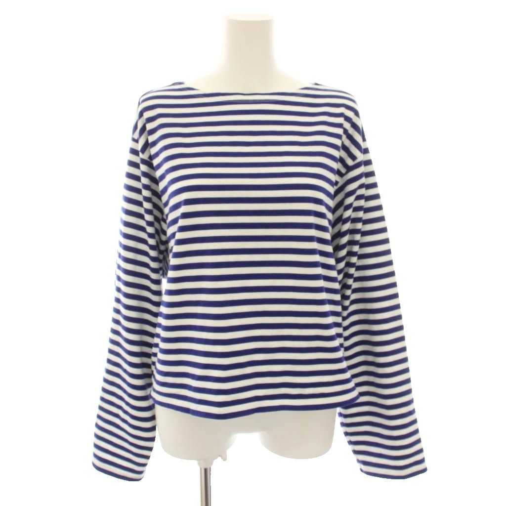 ロエフ LOEFF コットンボーダーTシャツ カットソー ロンT 長袖 白 ホワイト 青 ブルー 88126990045 /YT16