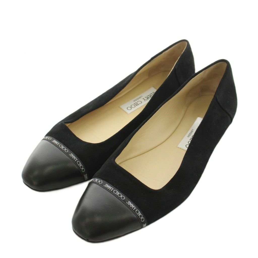 ジミーチュウ JIMMY CHOO フラットシューズ パンプス ロゴ スエード 38